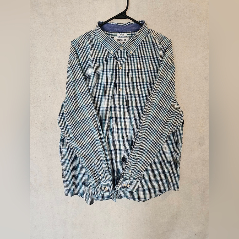 Crown & Ivy Men's Multicolor Check Long Sleeve Shirt Size XXL